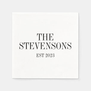 Stylish Classic Family Last Name Est Date White Napkin