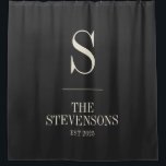 Stylish Classic Family Monogram Est Date Black  Shower Curtain<br><div class="desc">Stylish Classic Family Monogram Est Date Black and White Shower Curtain</div>