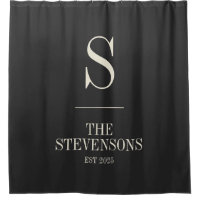 Stylish Classic Family Monogram Est Date Black