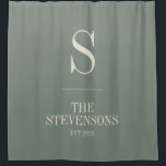 Stylish Classic Family Monogram Est Sage Green  Shower Curtain<br><div class="desc">Stylish Classic Family Monogram Est Date in Sage Green Shower Curtain</div>