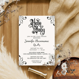 Stylish Classic Frame Retro Ornament Hello Baby Invitation