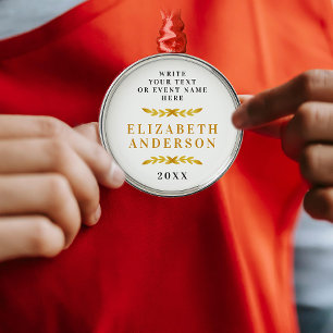 Stylish Classic Gold Wreath Grad Success Medal Metal Ornament