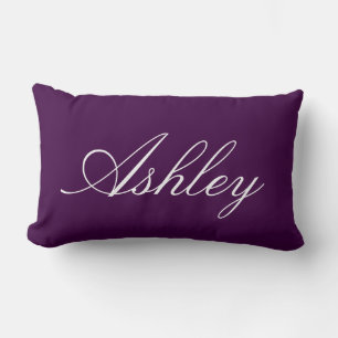 STYLISH CLASSIC MODERN CUSTOMIZED NAME DARK PURPLE LUMBAR CUSHION