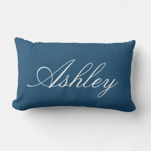 STYLISH CLASSIC MODERN CUSTOMIZED NAME DARK TEAL LUMBAR CUSHION