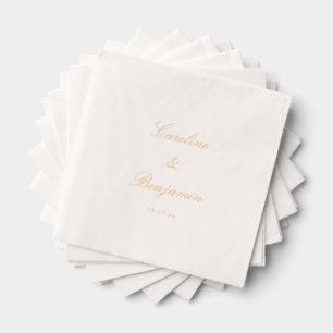 Stylish Classic Script Elegant Wedding Custom Gold Foil Napkins