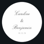 Stylish Classic Script Elegant Wedding Custom  Round Sticker<br><div class="desc">Stylish Formal Classic Traditional Script Elegant Wedding Invitation Custom Classic Round Sticker</div>