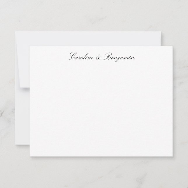 Stylish Classic Script Elegant Wedding Names Flat Thank You Card (Front)