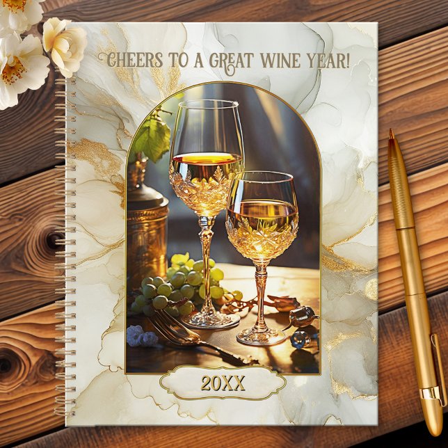 Stylish Classic Wine Planner (A stylish artistic planner featuring two glasses of white in beautiful vintage glasses)