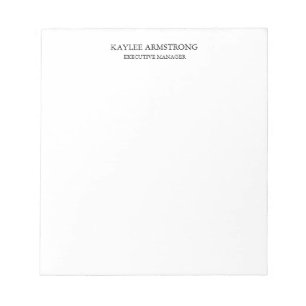 Stylish Classical Plain Simple White Professional Notepad