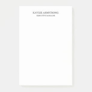 Stylish Classical Plain Simple White Professional Post-it Notes