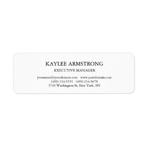 Stylish Classical Plain Simple White Professional Return Address Label