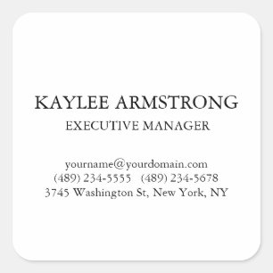 Stylish Classical Plain Simple White Professional Square Sticker