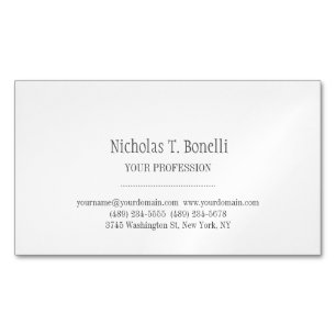 Stylish Classical White Elegant Plain Simple Magnetic Business Card