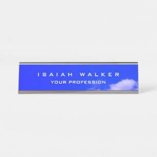 Stylish Classy Plain Unique Special Blue Sky Desk Name Plate