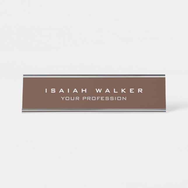 Stylish Classy Plain Unique Special Brown Colour Desk Name Plate (Front)