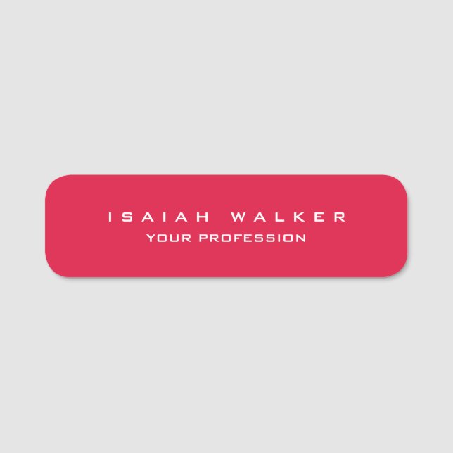 Stylish Classy Plain Unique Special Crimson Red Name Tag (Front)