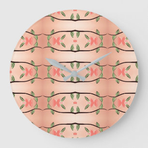Stylish Clock With Coral and Inky Black