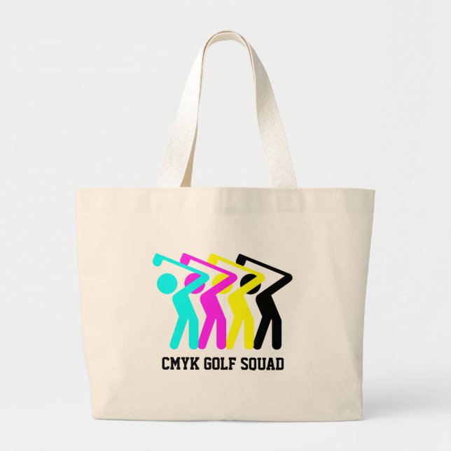Stylish CMYK Golfer Large Tote Bag (Front)