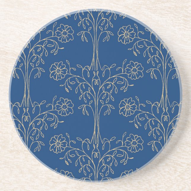 Stylish Coaster, Dark Blue, Gold-effect Pattern Coaster (Front)