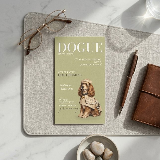 Stylish Cocker Spaniel Sage Dogue Business Card (Creator Uploaded)