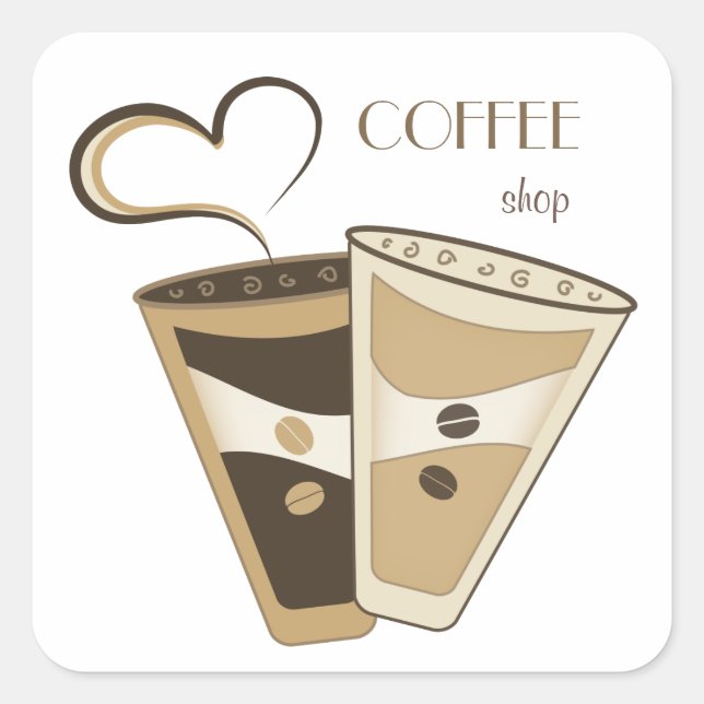 Stylish Coffee Shop Sticker (Front)