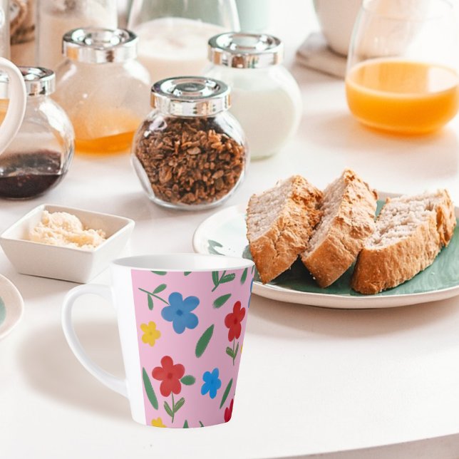 STYLISH COLORFUL FLOWERS PATTERN LATTE MUG (Creator Uploaded)
