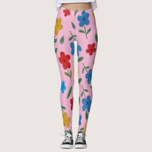 STYLISH COLORFUL FLOWERS PATTERN LEGGINGS