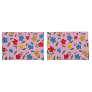 STYLISH COLORFUL FLOWERS PATTERN PILLOWCASE
