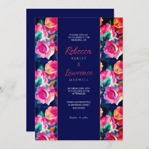 Stylish Colorful flowers wedding invitation