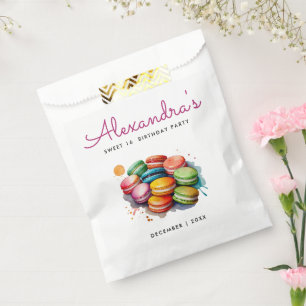 Stylish Colorful Macarons Sweet 16 Bake Watercolor Favour Bag