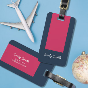 Stylish Colour Block Dark Blue & Dark Pink Luggage Tag