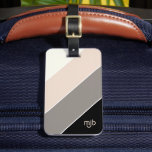 Stylish Colour Block Stripes Pattern with Monogram Luggage Tag<br><div class="desc">A stylish and feminine luggage tag with a wide stripes pattern in a beautiful colour palette of ivory beige, blush pink, taupe grey and black placed at an angle. The designer upscale look is simple and minimal adds a personal element to your luggage when you travel. Personalise the monogram initials...</div>