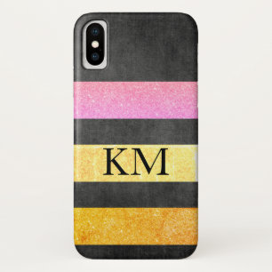 Stylish Colour Glitter with Monogram iPhone X Case