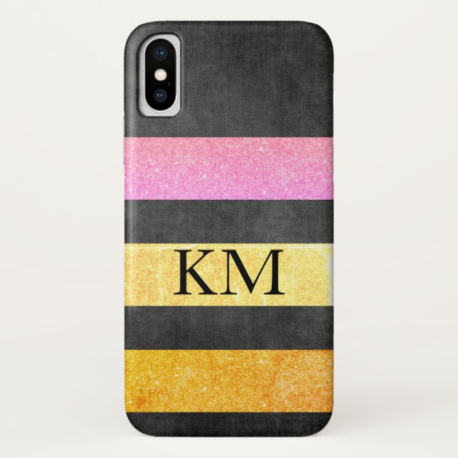 Stylish Colour Glitter with Monogram Case-Mate iPhone Case (Back)