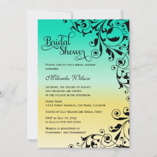 Stylish Colour Ombre and Swirls Bridal Shower Invitation