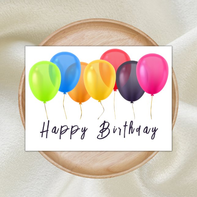 Stylish Colourful Balloons Happy Birthday Script Card (Creator Uploaded)