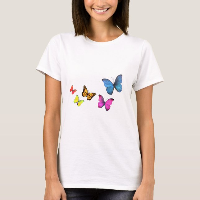 Stylish colourful butterflies T-Shirt (Front)