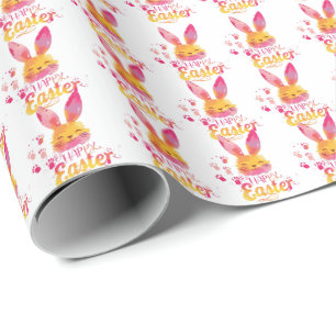 Stylish Colourful Cute Bunny Happy Easter Wrapping Paper