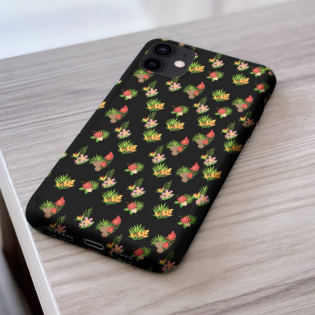 Stylish colourful flower pattern Black background Case-Mate iPhone Case (Creator Uploaded)