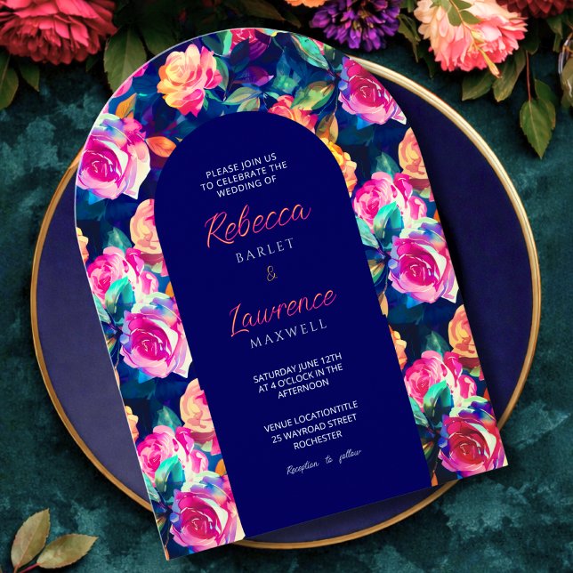 Stylish Colourful flowers wedding arch invitation (Creator Uploaded)