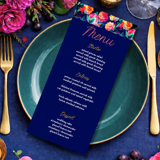 Stylish Colourful flowers wedding  Menu