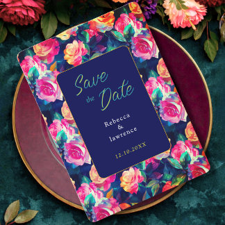 Stylish Colourful flowers wedding save the date
