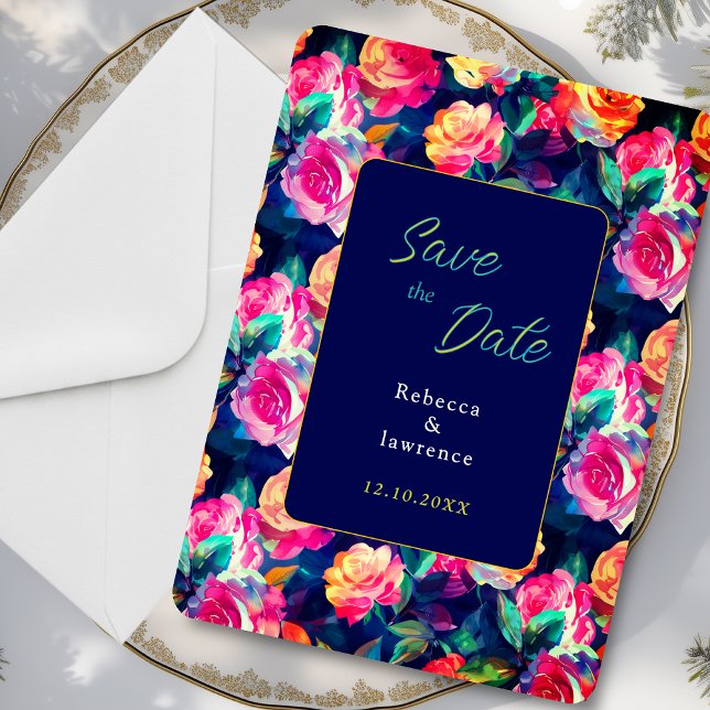 Stylish Colourful flowers wedding Save The Date (Creator Uploaded)