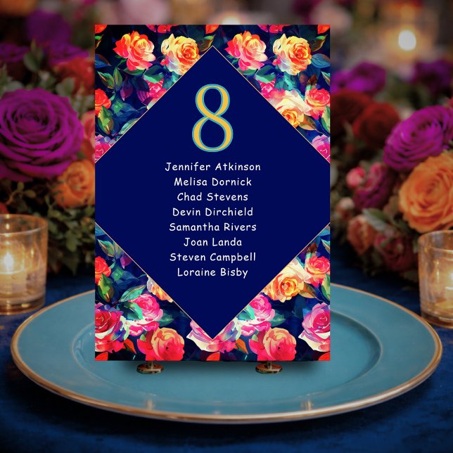 Stylish Colourful flowers wedding seating  Table Number (Creator Uploaded)