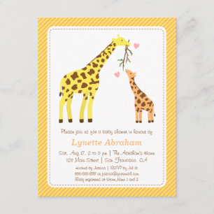 Stylish Colourful Giraffe Baby Shower Invitations