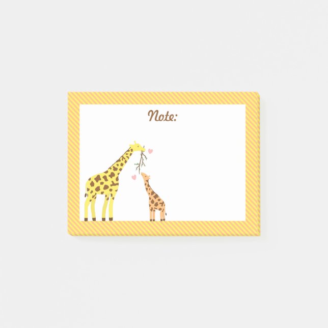 Stylish Colourful Giraffe Mummy and Baby Calf Post-it Notes (Front)