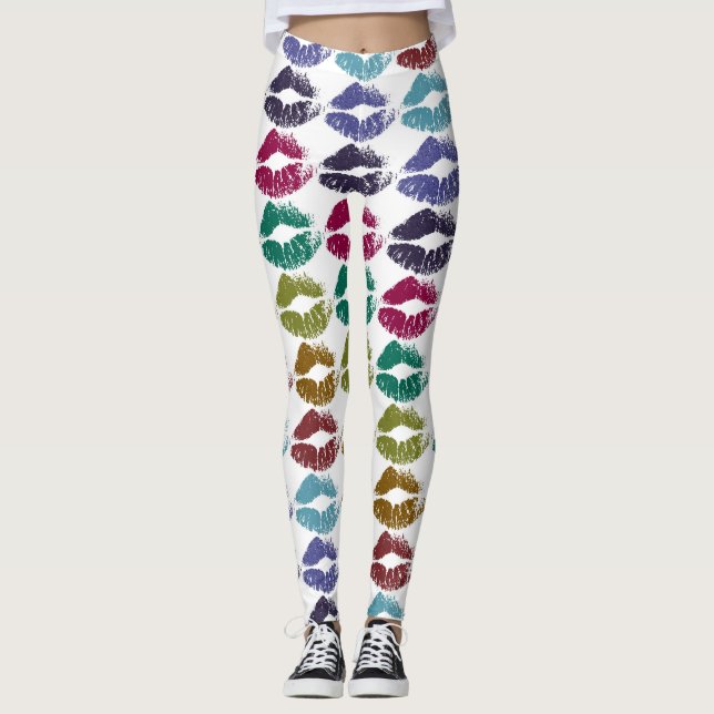 Stylish Colourful Lips #35 Leggings (Front)