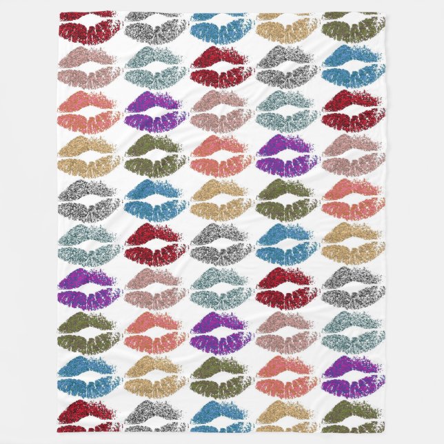 Stylish Colourful Lips #39 Fleece Blanket (Front)