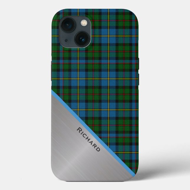 Stylish Colourful MacLeod Plaid & Aluminium Look  Case-Mate iPhone Case (Back)