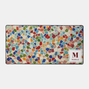Stylish Colourful Mosaic Tiles Monogram  Desk Mat